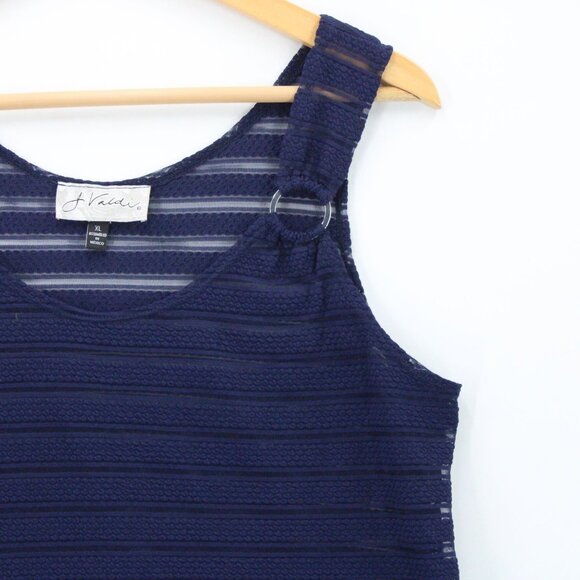 J Valdi Swim Dress Cover Up Womens Navy Blue Sleeveless Knit Breathable Size XL - Picture 2 of 8